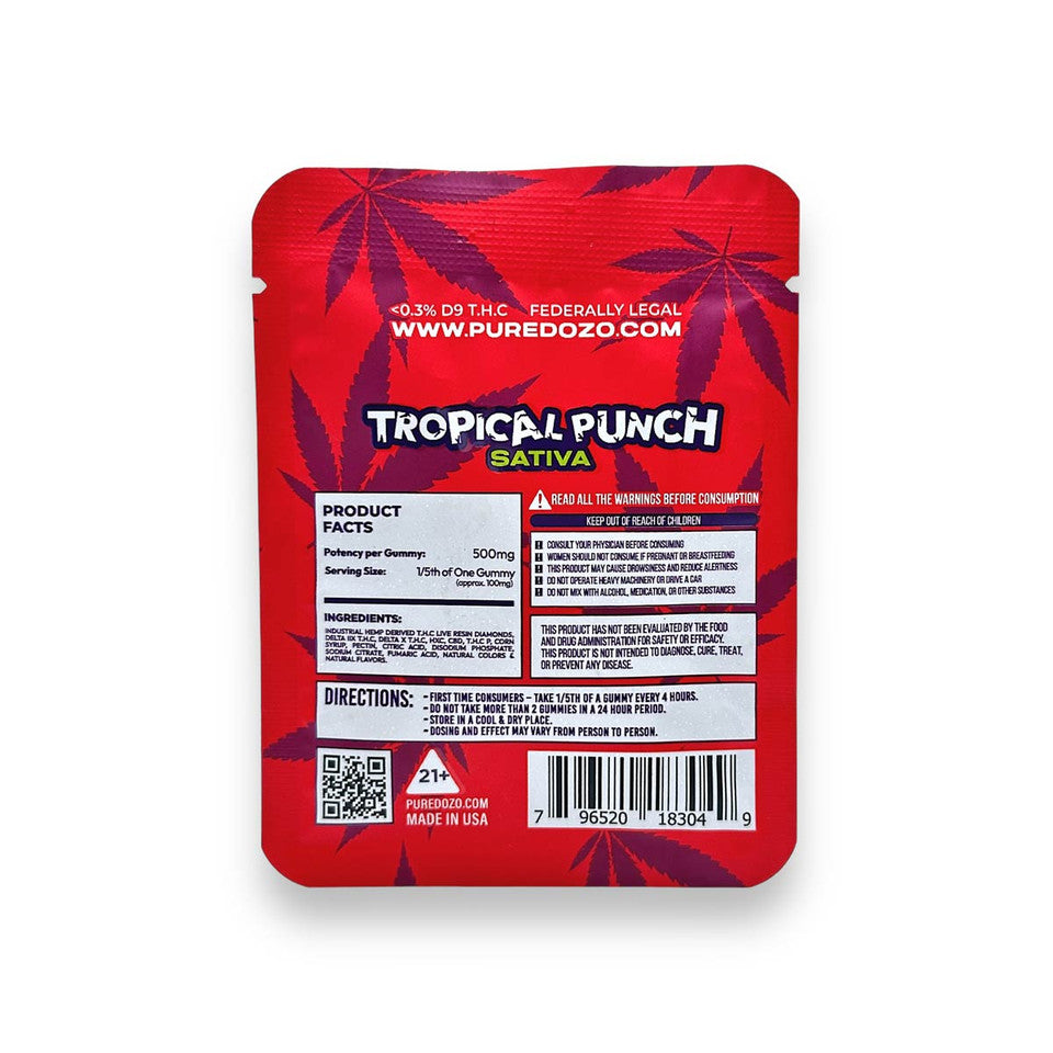 Dozo D9 Smashers Tropical Punch 500mg Sativa Gummies 1ct