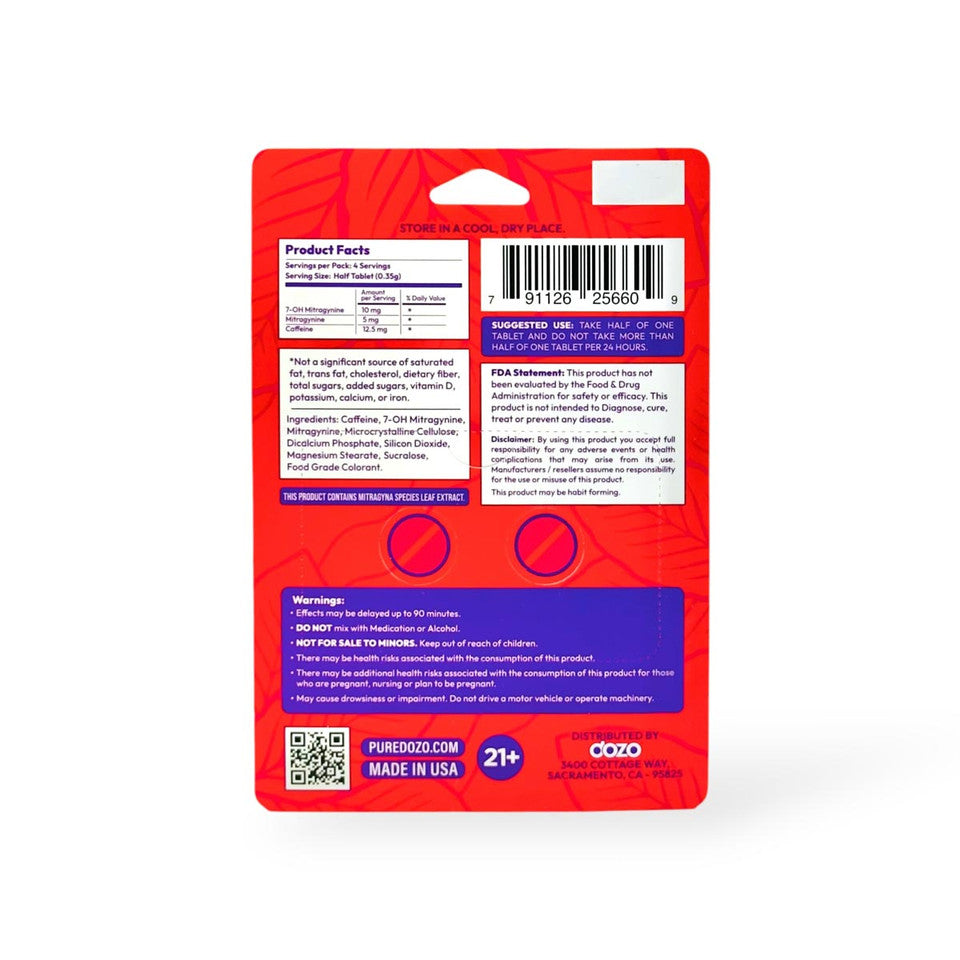 Dozo Perks 7-hydroxymitragynine 20mg Tablets Cherry